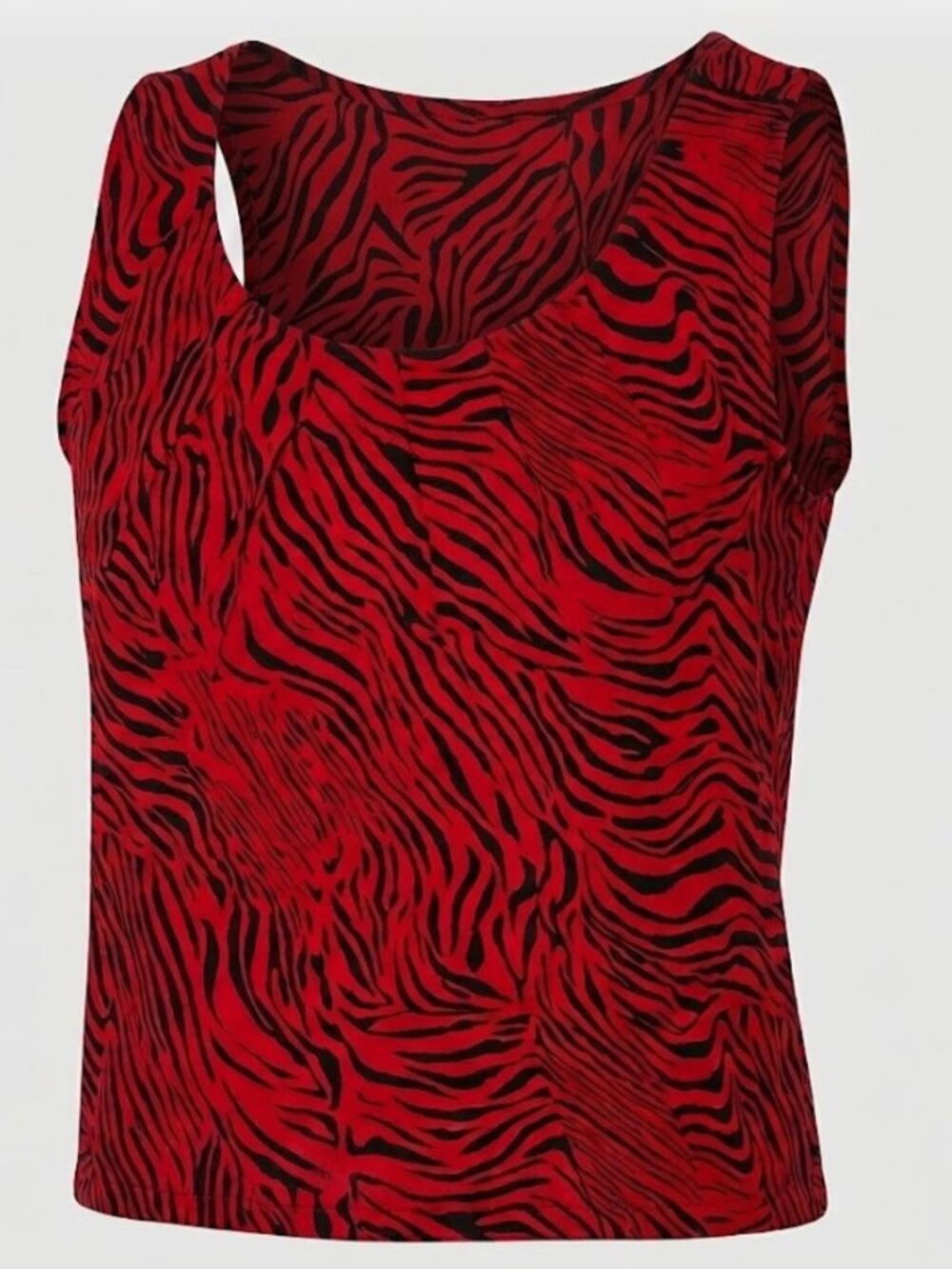 Red & Black Zebra Print Sleeveless Pullover Tank Top. Small. NWOT. OOAK.
